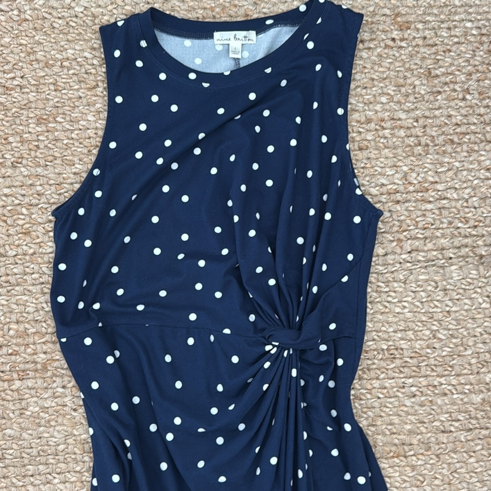 Navy Blue Polka Dot Dress, size L - Picture 4 of 7